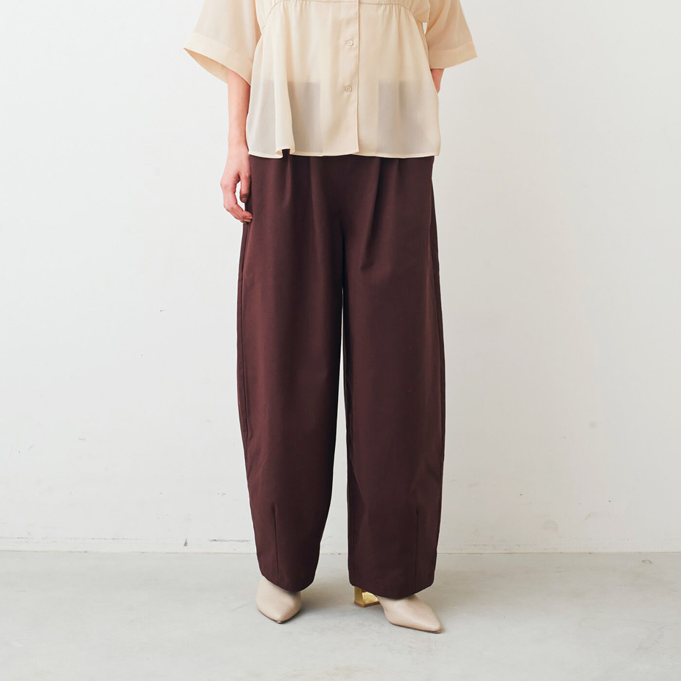 Real Stock | 麻混カーブパンツ〈ブラウン〉ＩＥ