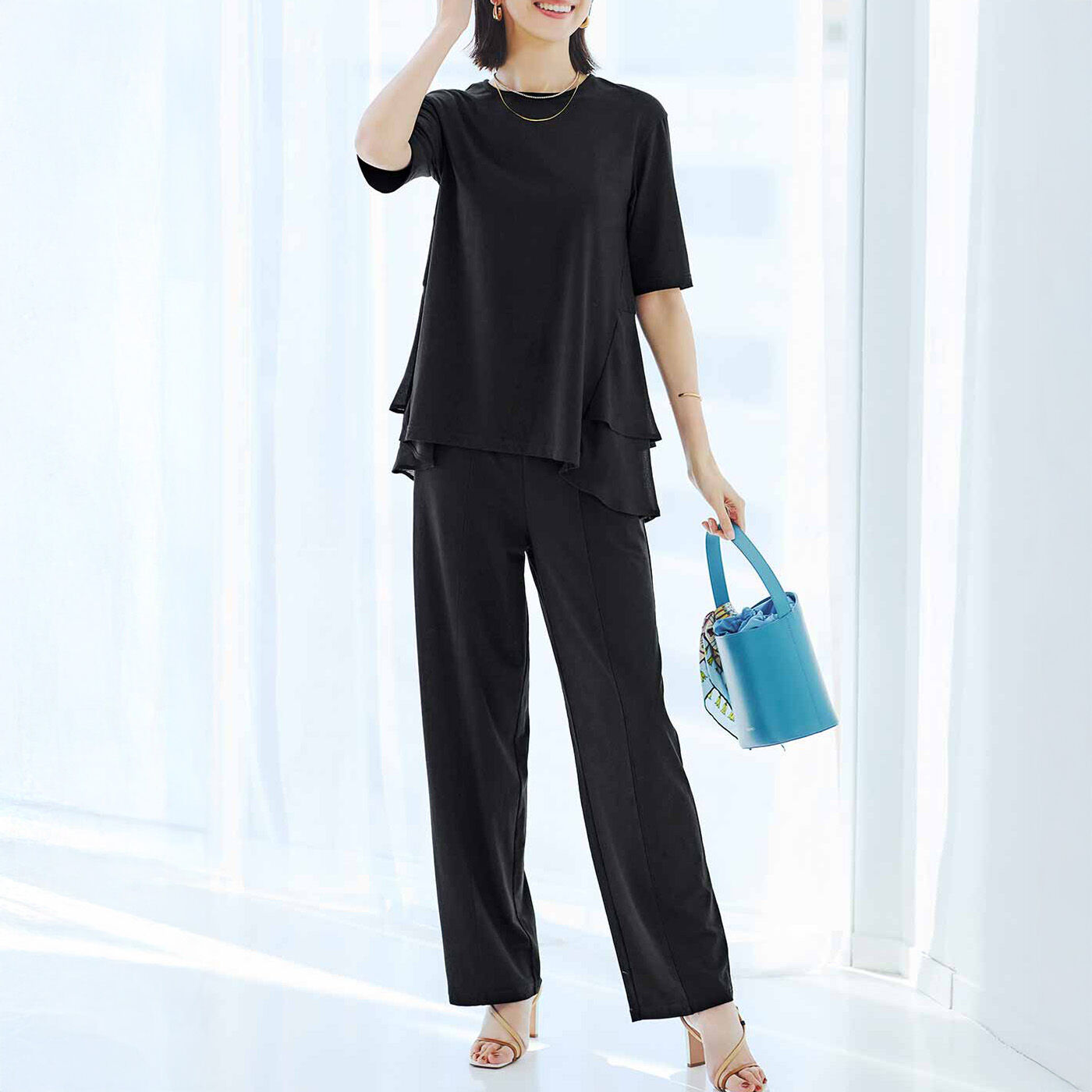 Real Stock | カットソーセットアップ〈ブラック〉ＩＥ