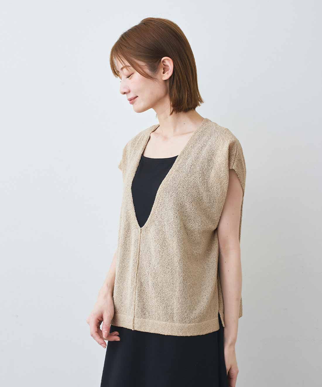 IEDIT|Her smileプロジェクト IEDIT[イディット]　大人のこなれ感が完成！ ニットベストとノースリーブワンピースのコーディネートセット〈ブラック〉
