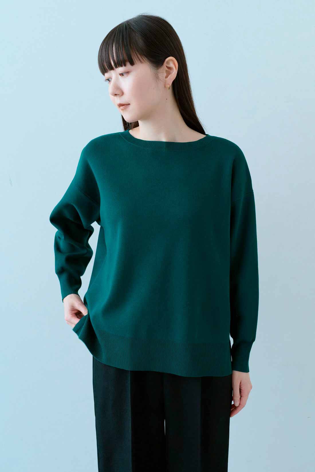 IEDIT|IEDIT[イディット]　花粉リリース＆UVカットがうれしい シルエットがきれいな上品シンプルニット