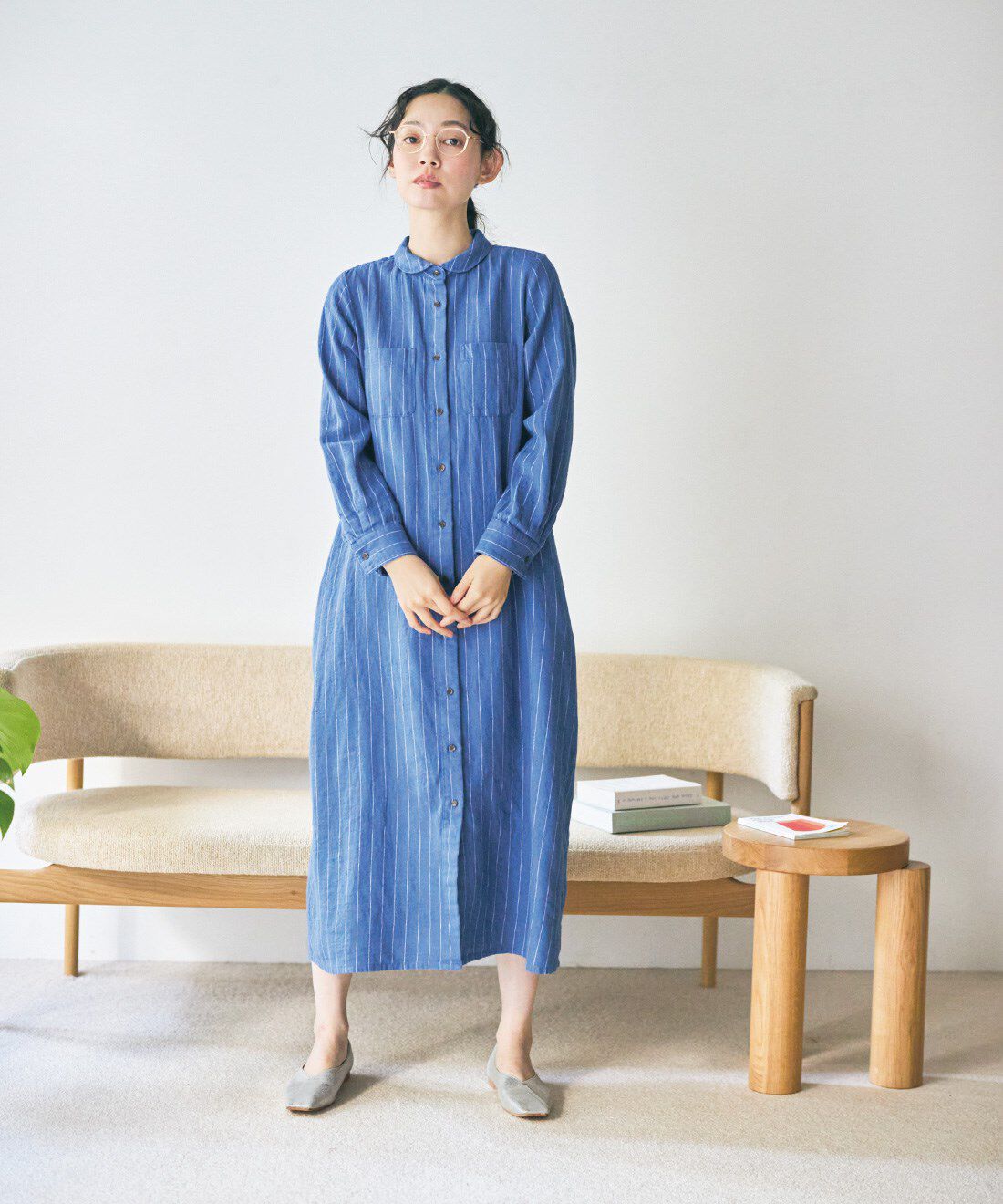 and myera［アンドマイラ］ | コットンリネンのシャツワンピース