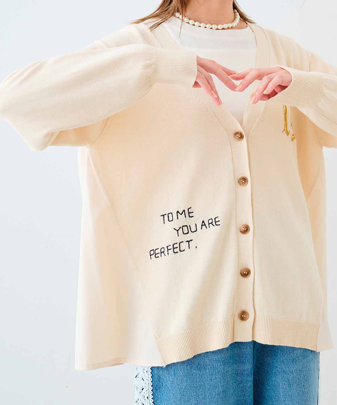 MEDE19F|MEDE19F　異素材遣い刺繍カーディガン〈アイボリー〉