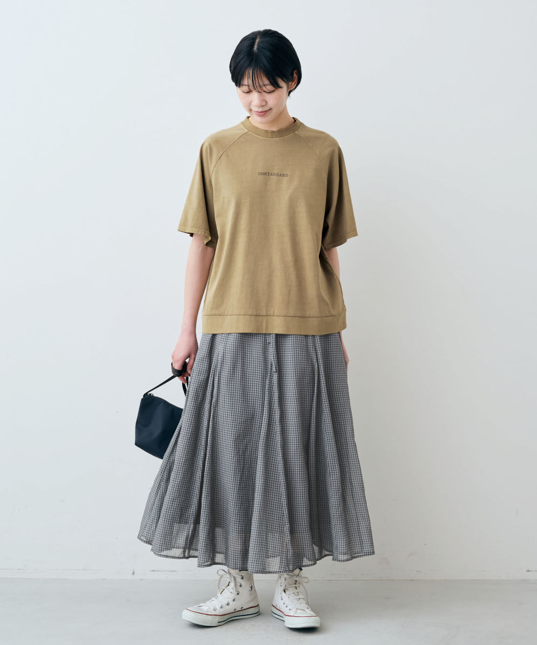 THREE FIFTY STANDARD|綿100％ ピグメント加工 ロゴプリントＴシャツのコーディネート