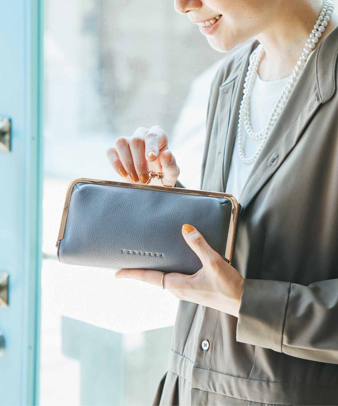 L'AMIPLUS | ブタ財布にさよなら！がま口長財布〈ブルーグレー〉