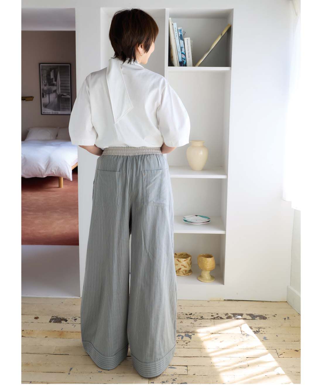 frauglatt|大人の女史会&times;frauglatt　凛と好印象 すらりと美脚見え 贅沢（ぜいたく）ダブルガーゼパンツ