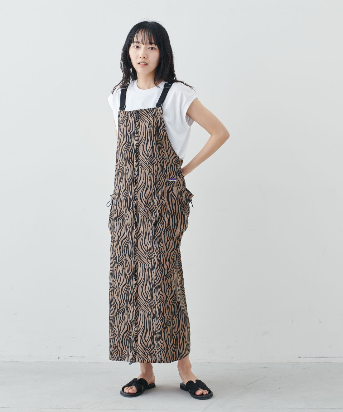 フェリシモファッションニュース|THOUSAND MILE FRONT ZIP SALOPETTE OP【WEB LIMITED ITEMS】|モデル身長：163cm