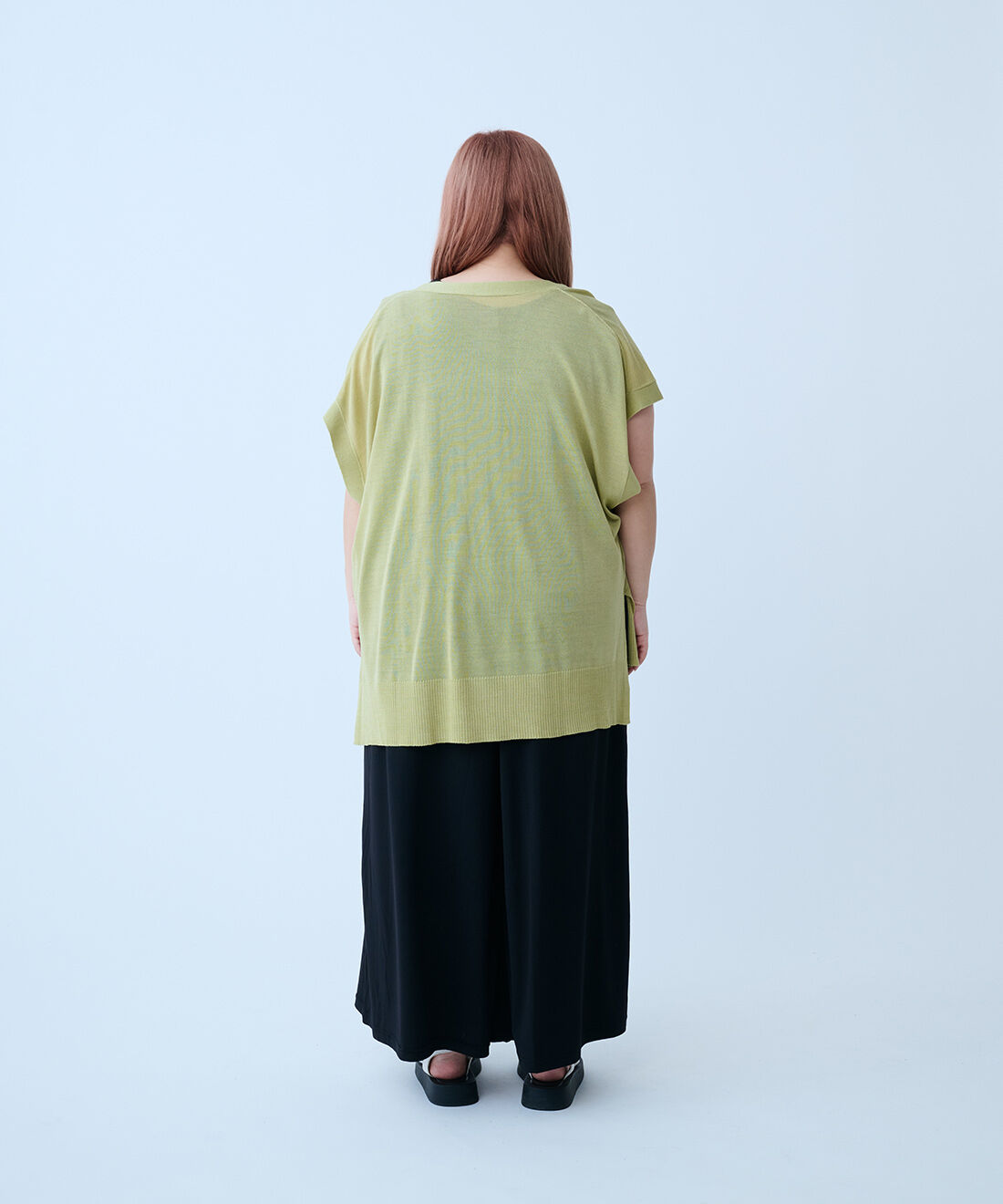 Live in  comfort|汗ばむ季節にフレンチスリーブニットカーディガン〈ピスタチオグリーン〉のコーディネート