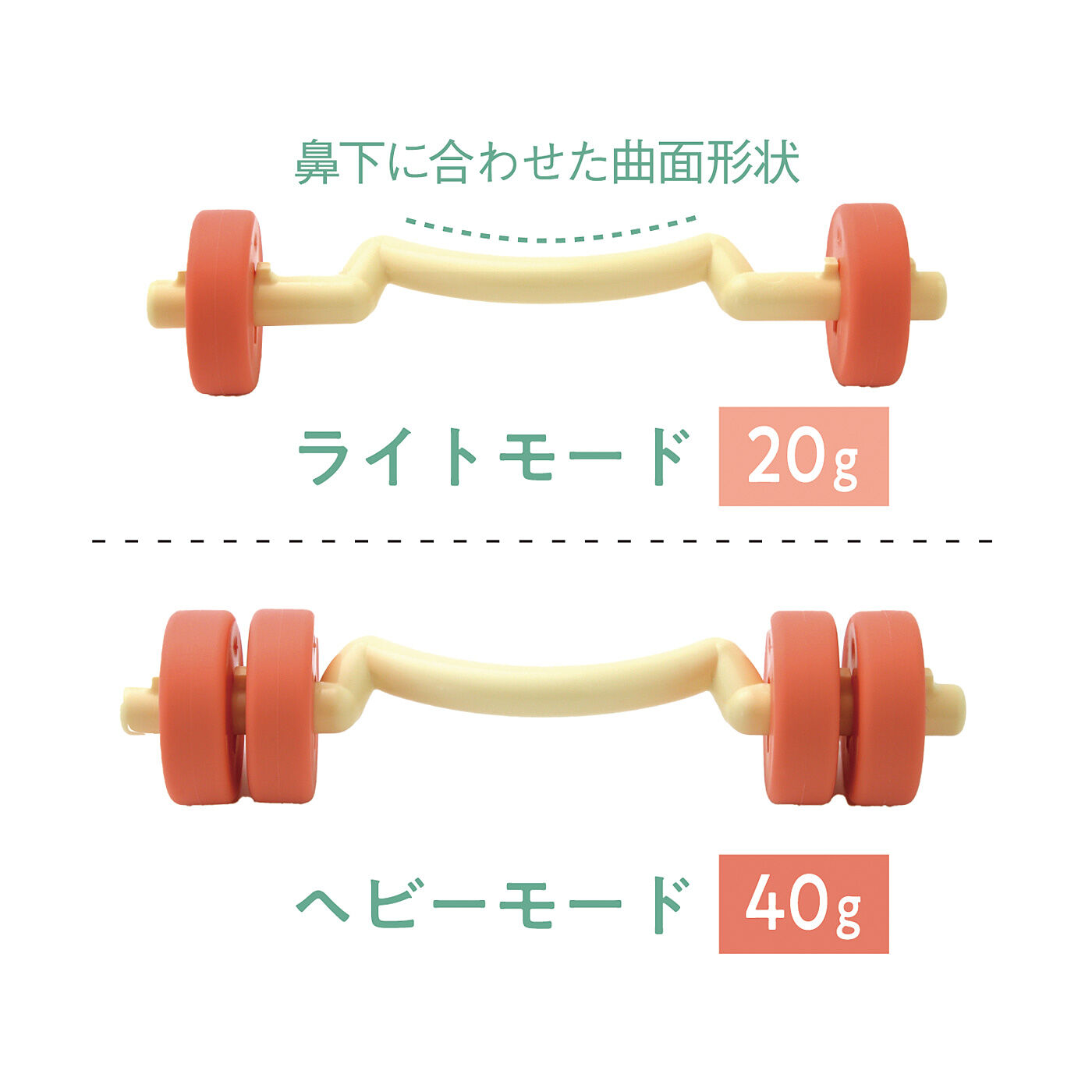 flufeel|１回４０秒で鼻下美人へ　バーベル上げてギュッとトレーニング　バーベリップ|重さは2段階に変更可能。