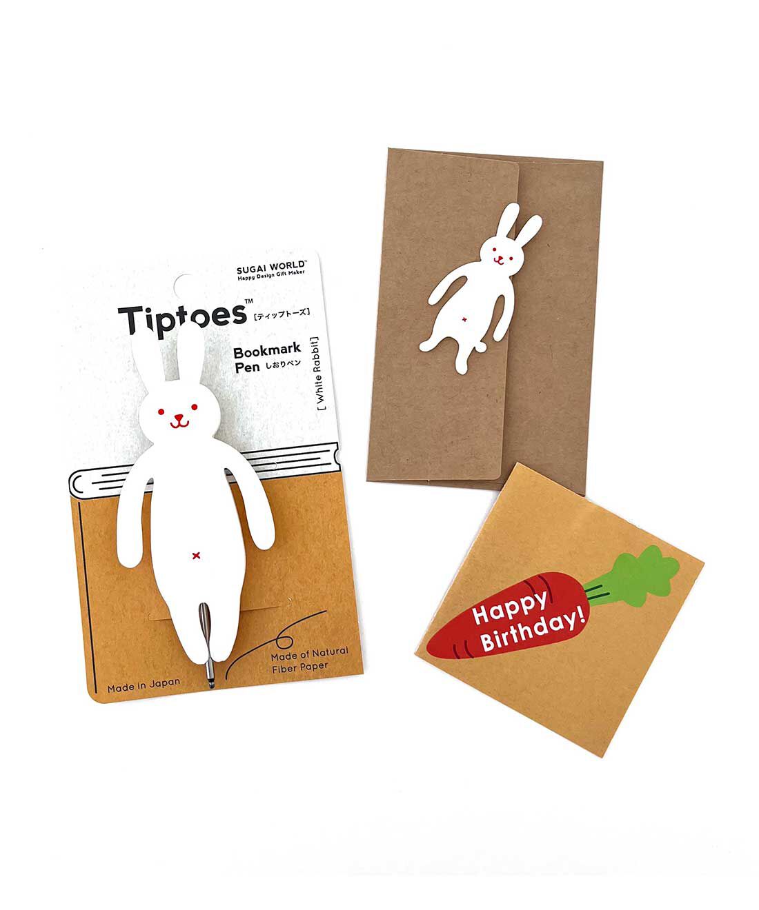 フェリシモの雑貨 Kraso|動物型しおりペン「Tiptoes（ティップトーズ）」＆クリップ付きカードセットの会|〈シロウサギ〉